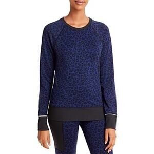 Aqua Cheetah Jacquard Crewneck Long‎ Sleeve Tee Size Small